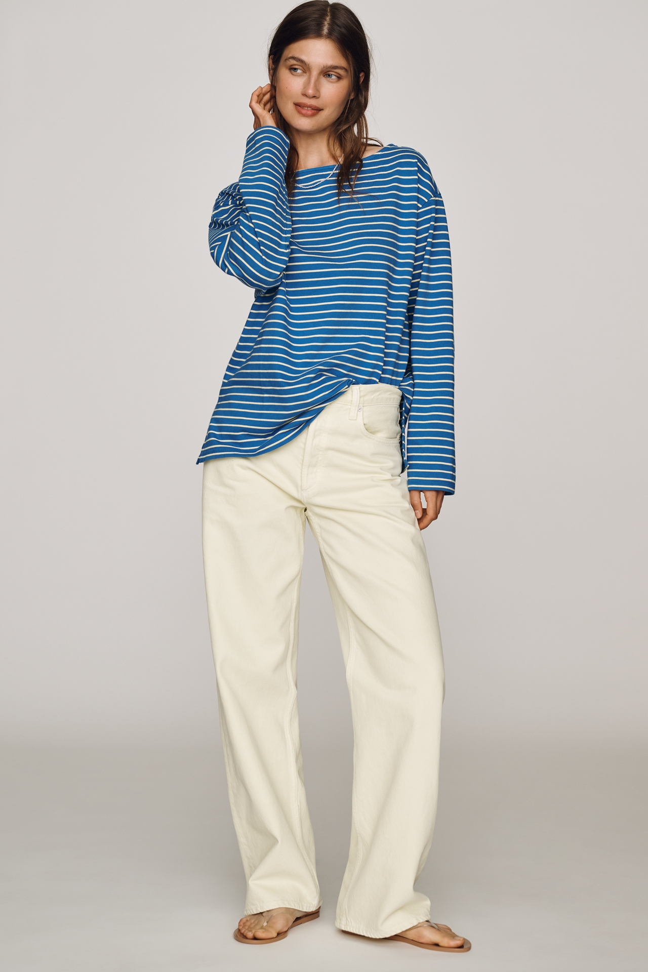 Maeve Greer 100% Cotton Relaxed Long-Sleeve Top