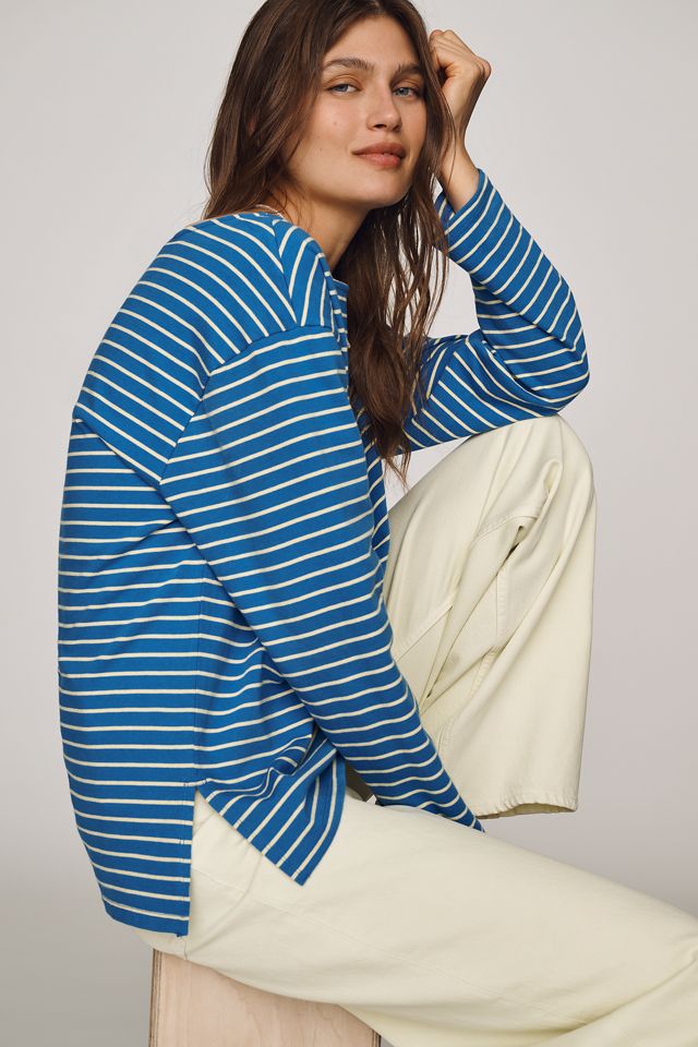 Maeve Greer 100% Cotton Relaxed Long-Sleeve Top #1