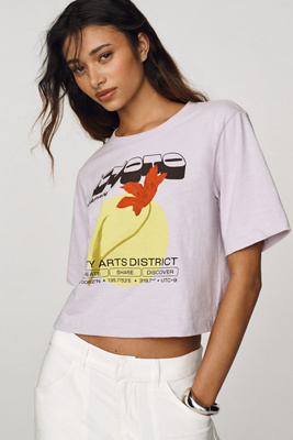 Maeve Cotton Cropped Graphic T-Shirt