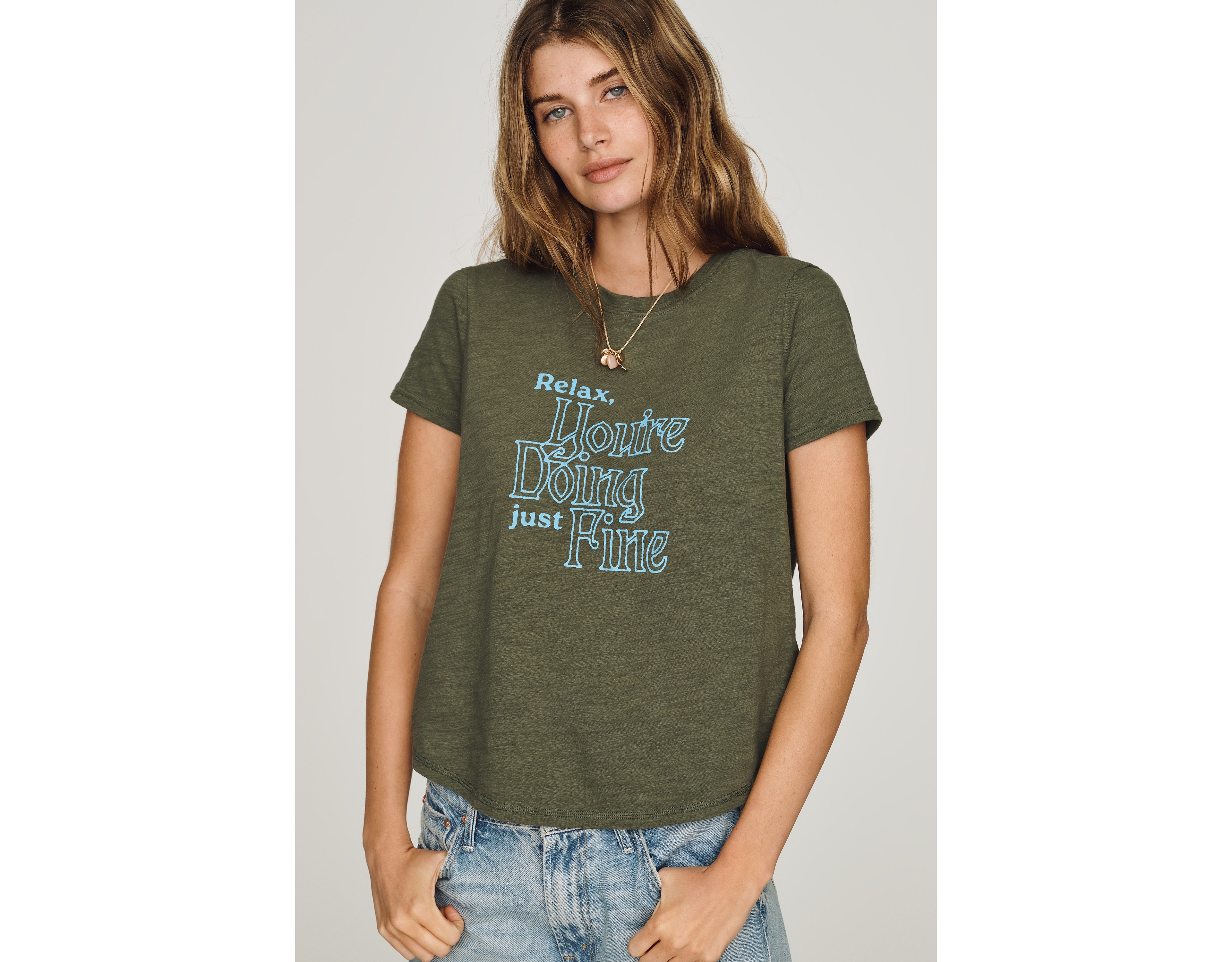Pilcro Bennie Cotton Slim Crew Neck Tee