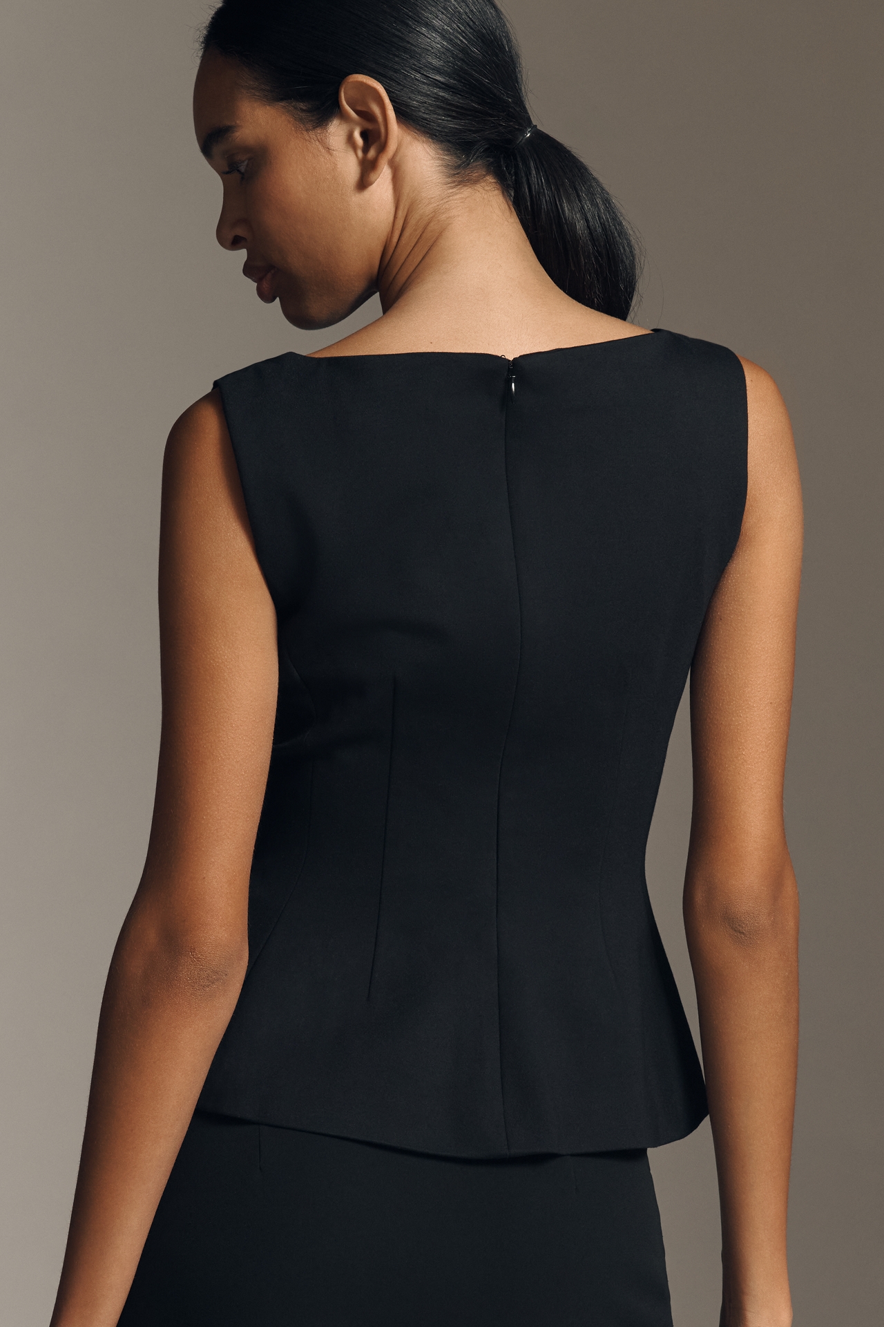 Good American Stretch Ponte Peplum Top