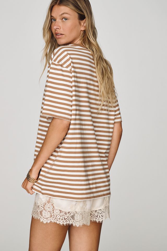 Good American Cotton Striped Crewneck Tee #1