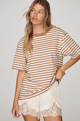 Good American Cotton Striped Crewneck Tee