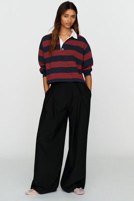 100% Cotton Cropped Rugby Polo Shirt Top