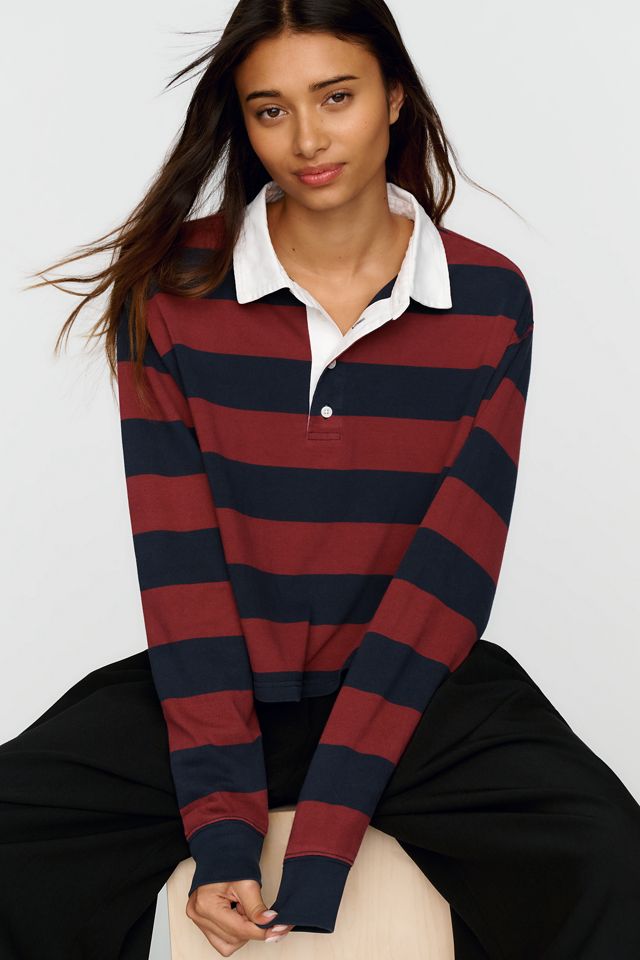 Good American 100% Cotton Cropped Rugby Polo Shirt #1