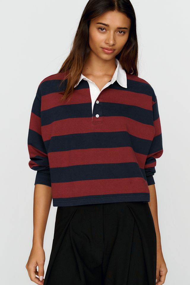 Good American 100% Cotton Cropped Rugby Polo Shirt #3