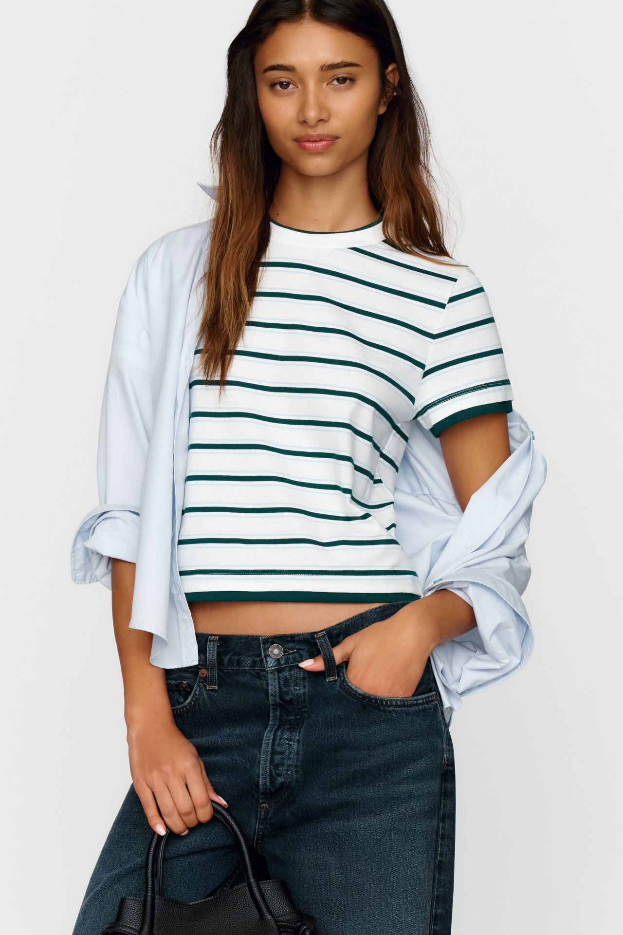 Good American The Layered 100% Cotton Tee