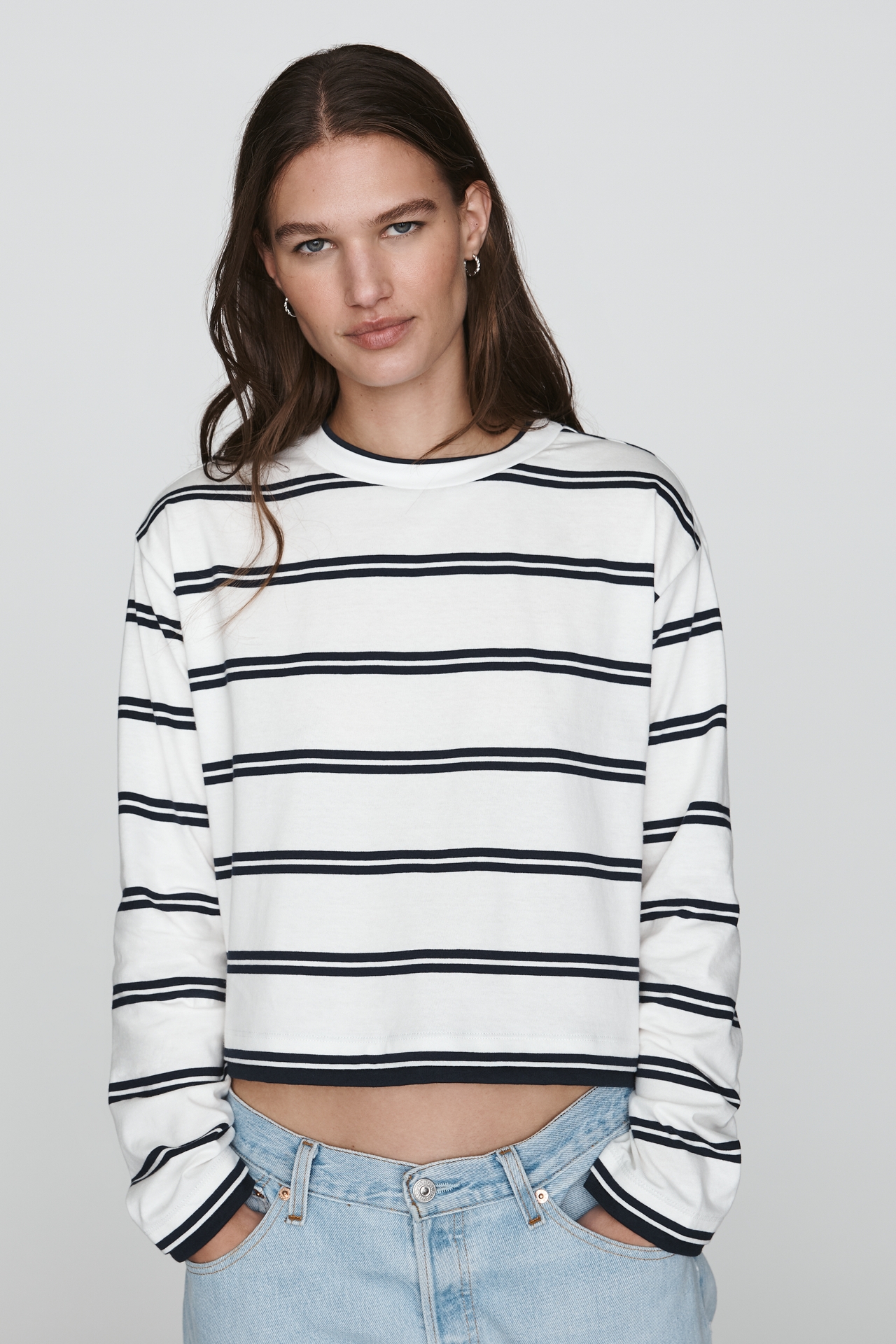 Good American 100% Cotton Layered Tee