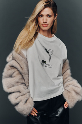 Never Fully Dressed Martini Graphic Tee In White