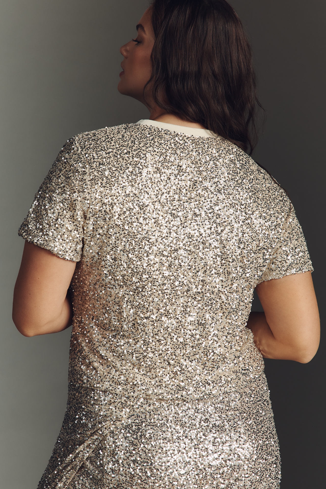 Never Fully Dressed Short-Sleeve Sequin Top