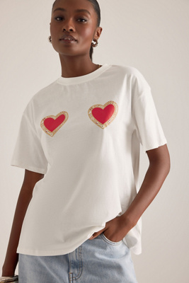 Never Fully Dressed Heart Boob Graphic T-Shirt