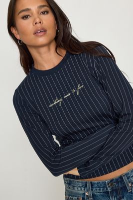 Top a Maniche Lunghe Gessato Never Fully Dressed