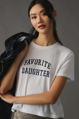 Favorite Daughter Collegiate Crop Graphic Tee In White