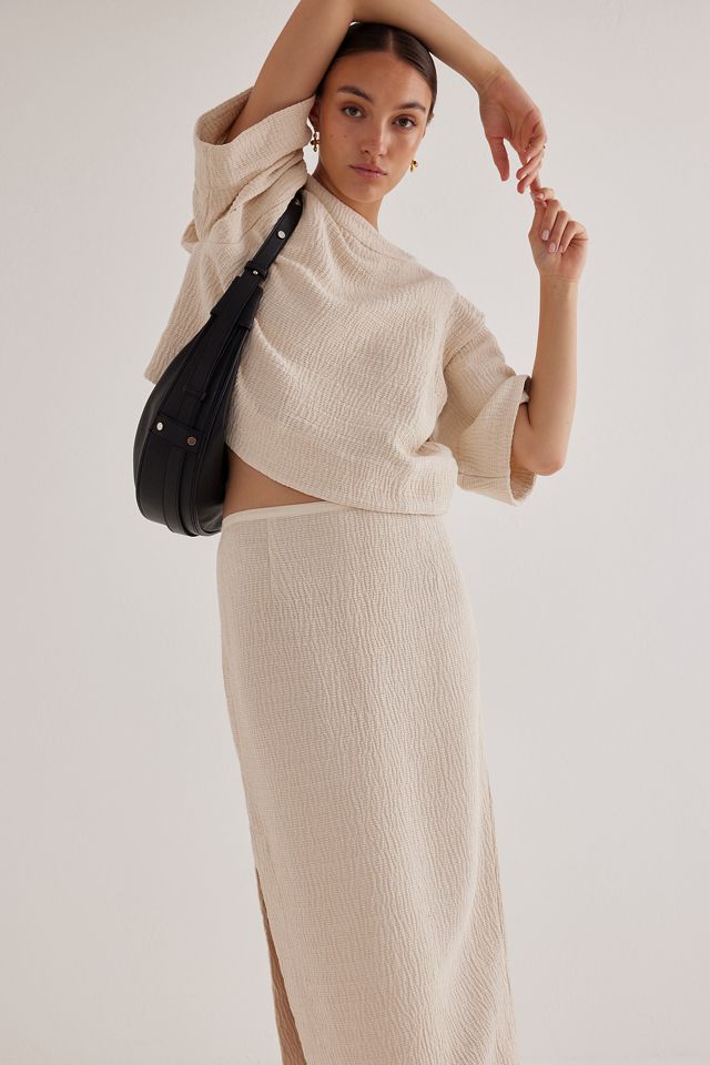 ANiiC Fleur Boxy Ruched-Back Textured T-Shirt | Anthropologie UK