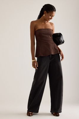 By Anthropologie Top a Fascia in Finta Pelle Scamosciata