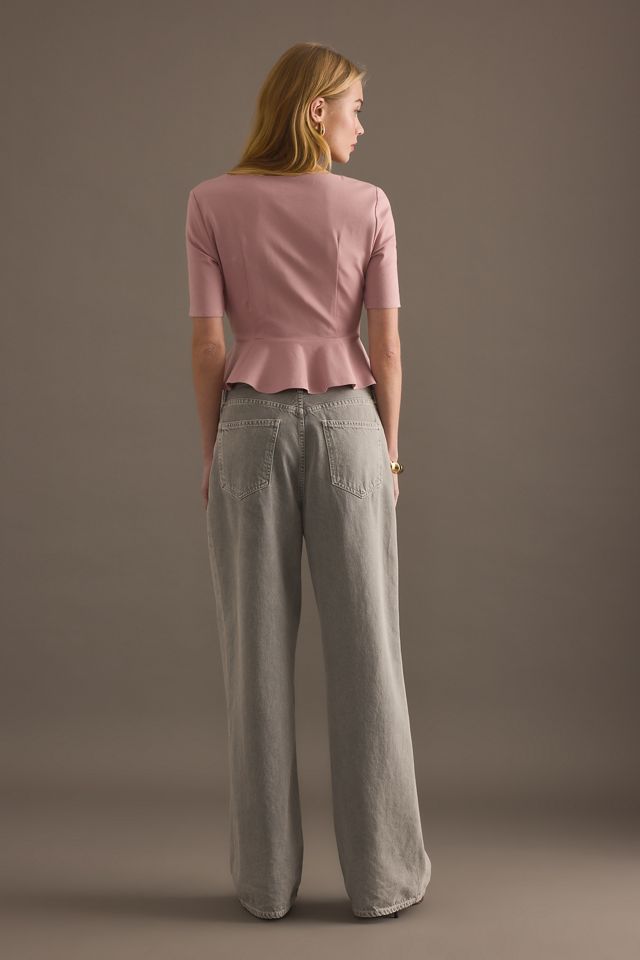 By Anthropologie Short-Sleeve Scallop Peplum Top #4