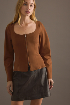 By Anthropologie Structured Long-Sleeve Zip Top