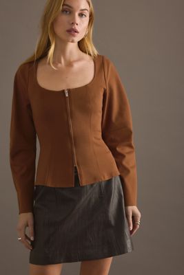 By Anthropologie Haut zippé structuré à manches longues