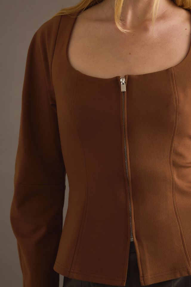 By Anthropologie Structured Long-Sleeve Zip Top #4
