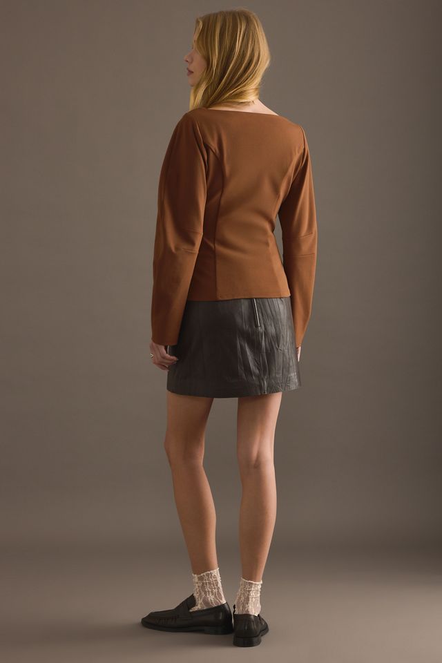 By Anthropologie Structured Long-Sleeve Zip Top #1