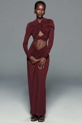 Ronny Kobo Bebe Ruched Twist Crop Top by Anthropologie