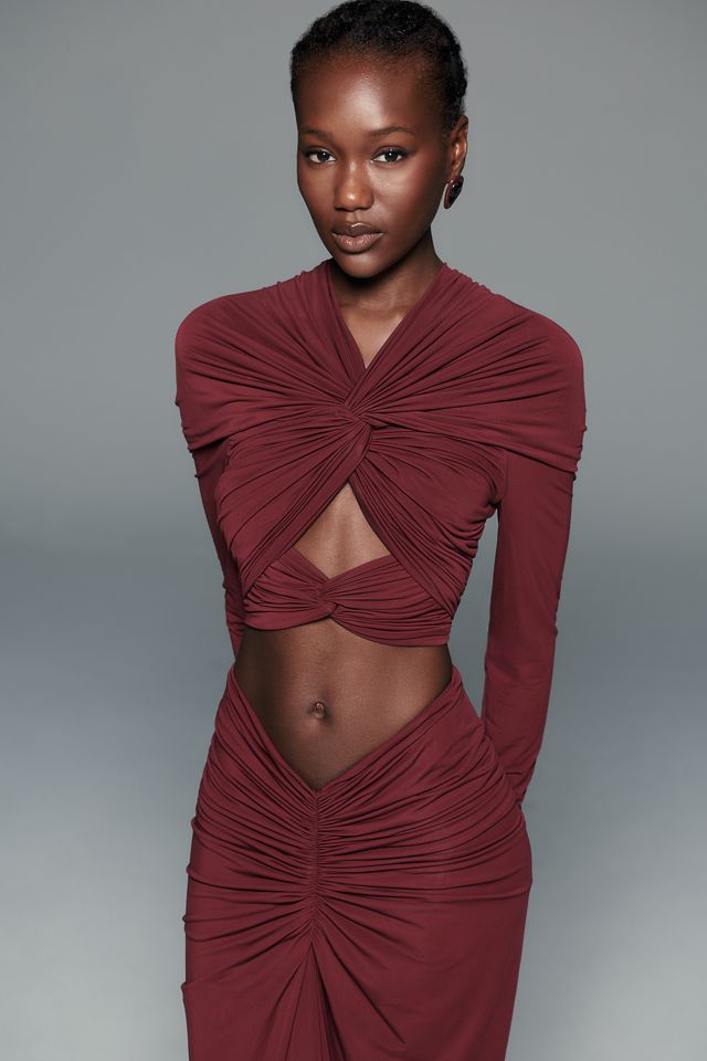 Ronny Kobo Bebe Ruched Twist Crop Top #1