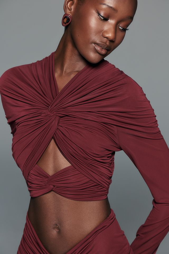 Ronny Kobo Bebe Ruched Twist Crop Top #2