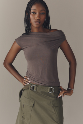 Bayse Everleigh Boat-neck Top In Brown