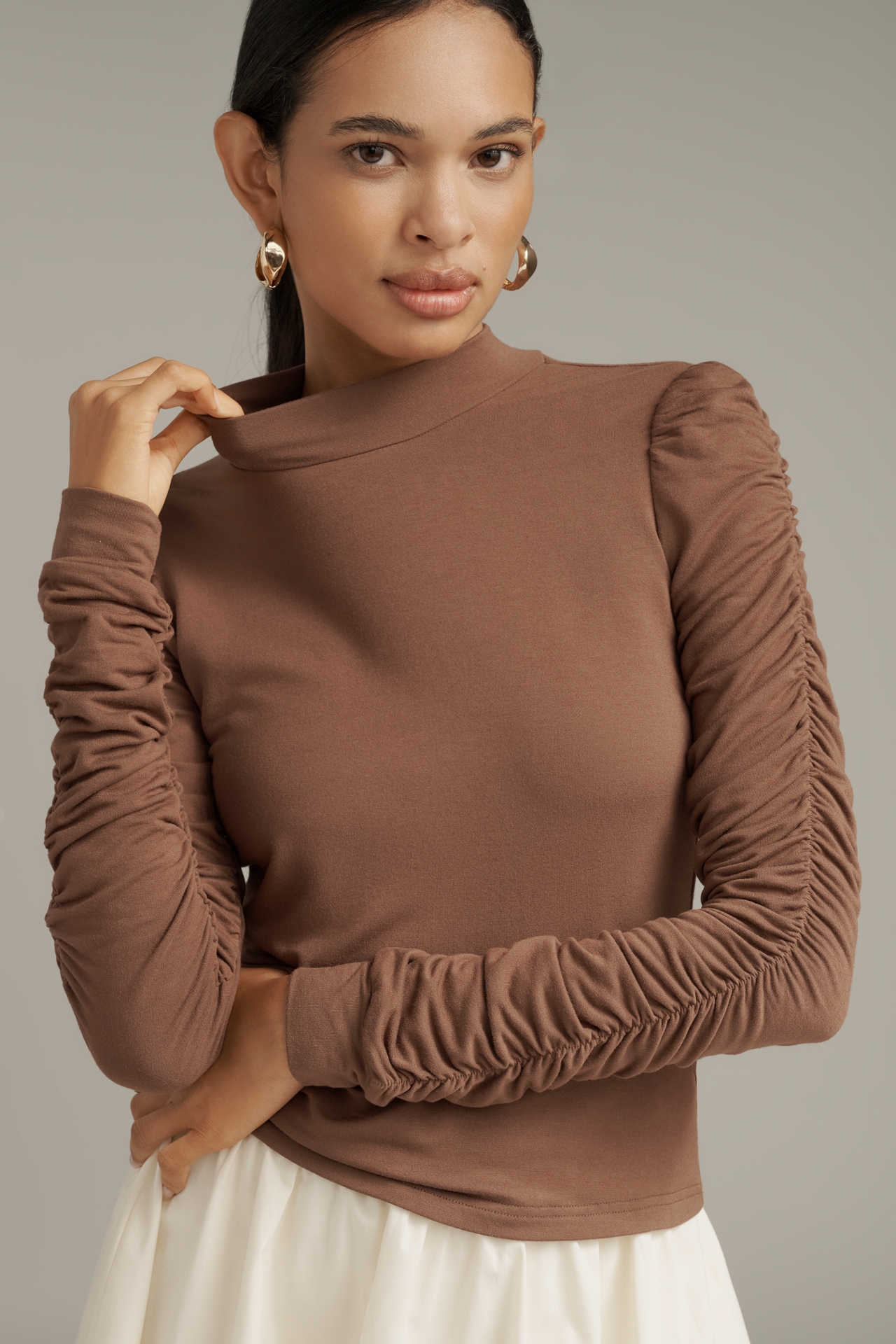 Walter Baker Chaya Long-Sleeve Ruched Top
