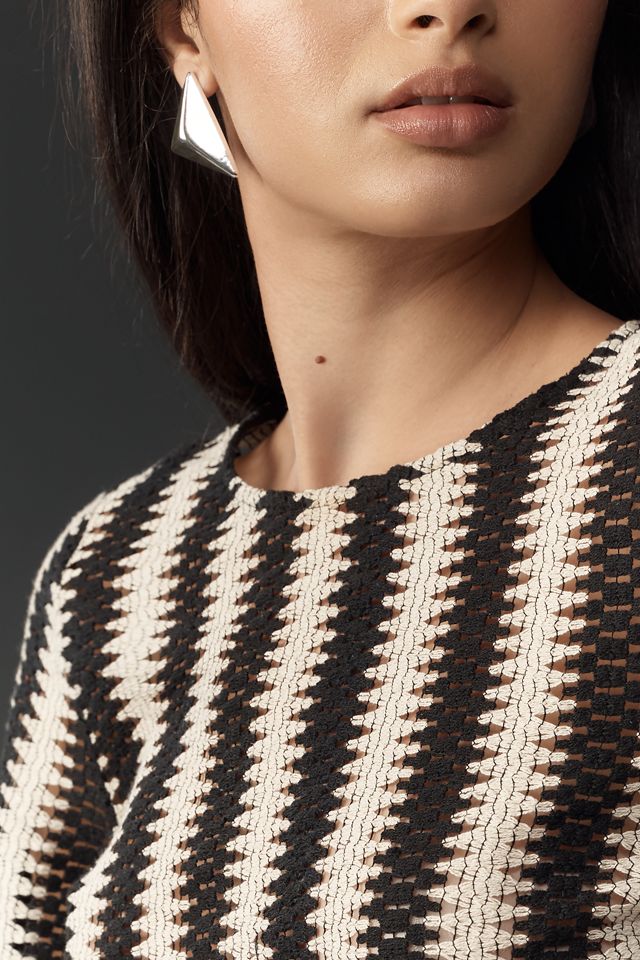 Walter Baker Colette Long-Sleeve Crochet Crop Top #3