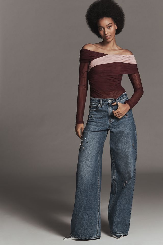 SOVERE Cascade Long-Sleeve Off-Shoulder Mesh Top #2