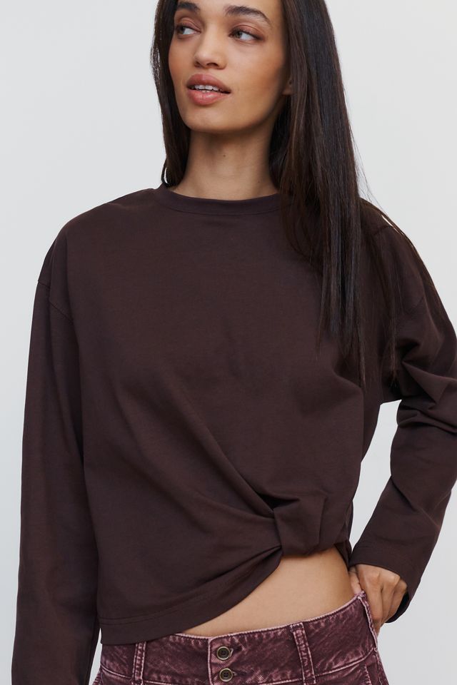 SOVERE Izel 100% Cotton Knot Front Crewneck Top #1