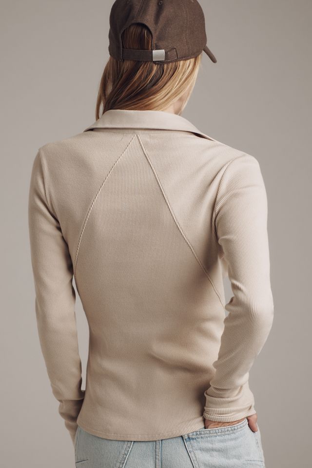 rag & bone The Essential Ribbed Button-Front Polo Top #2
