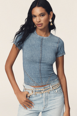 Rag & Bone Miramar Crewneck Baby Tee In Blue