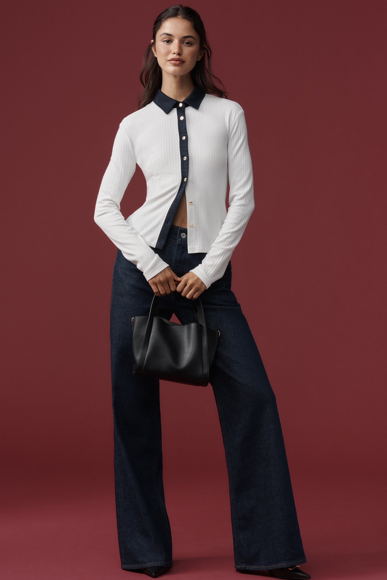 rag & bone The Knit Contrast Polo Top