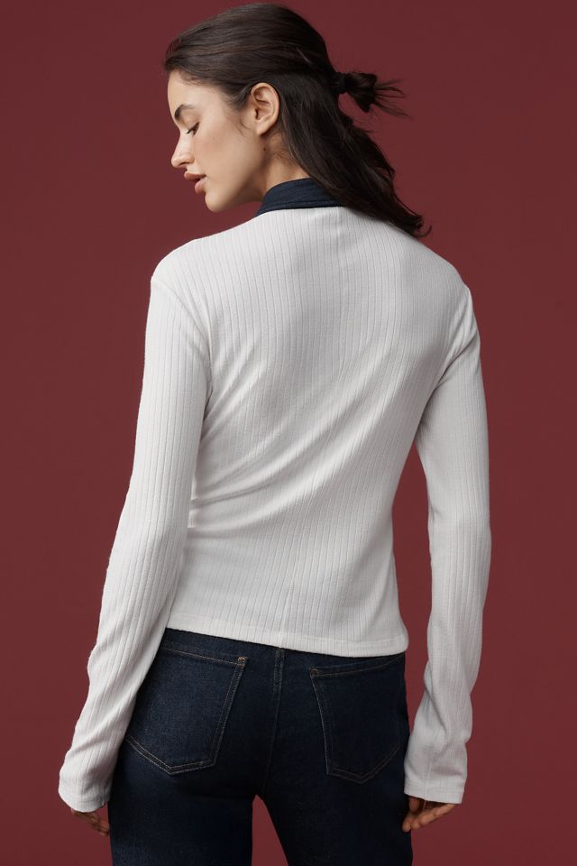 rag & bone The Knit Contrast Polo Top #2