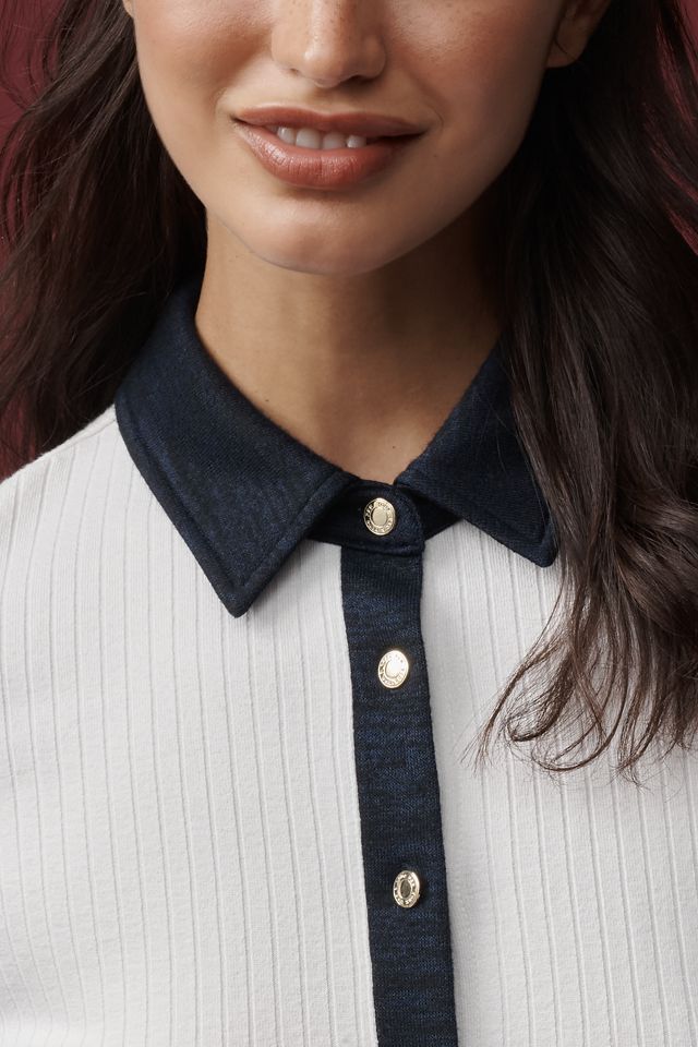 rag & bone The Knit Contrast Polo Top #3
