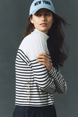 Rag & Bone Ribbed Mock-neck Long-sleeve Top In White