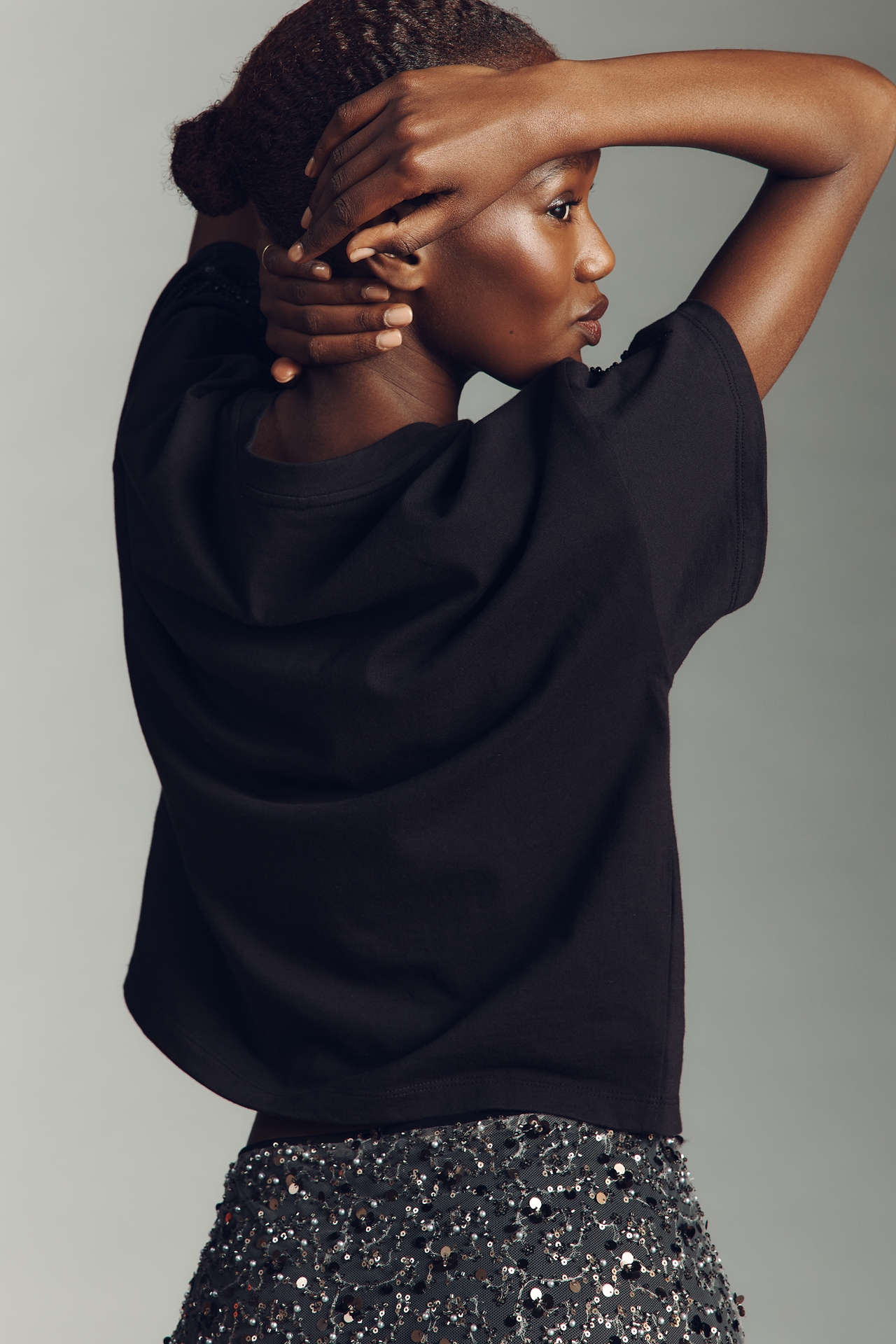 rag & bone Short-Sleeve Beaded Floral Top