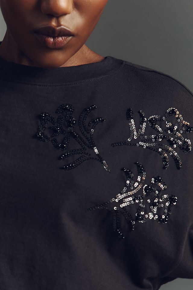 rag & bone Short-Sleeve Beaded Floral Top #2