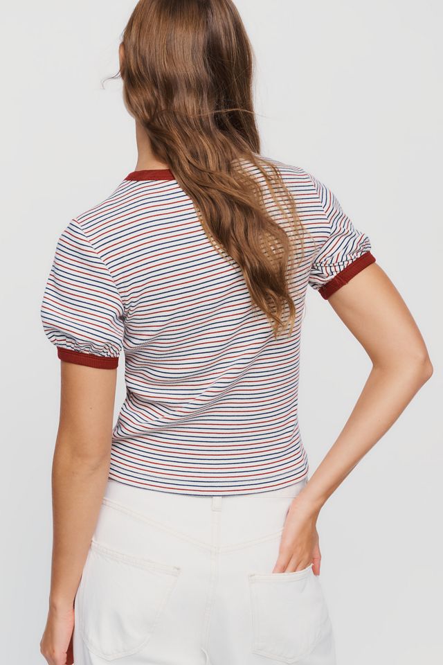 rag & bone Cotton Blend Rib Stripe Crewneck Tee #1