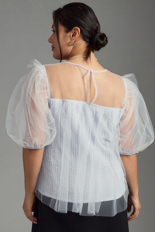 By Anthropologie Sheer Puff-Sleeve Top #5
