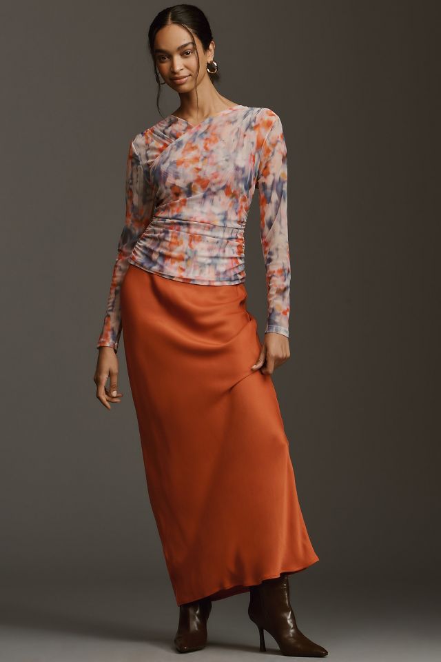 By Anthropologie Long-Sleeve Crossover Mesh Top #2