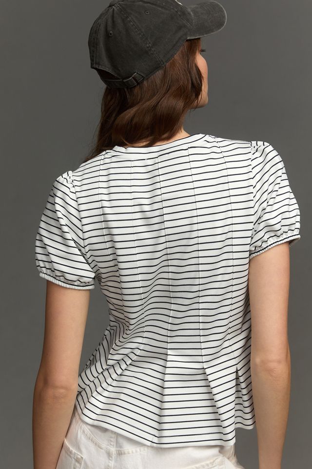 Maeve Corsetto Peplum Top con maniche a sbuffo #1