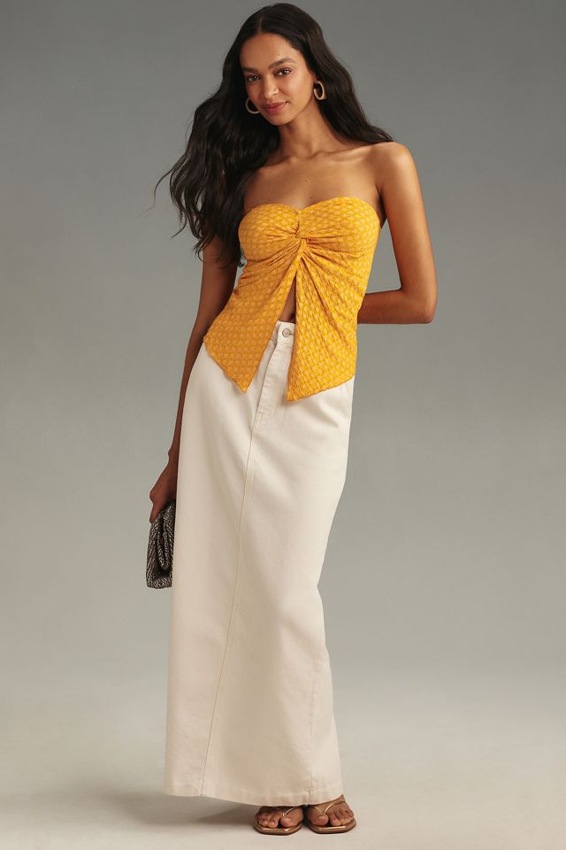 By Anthropologie Strapless Twist-Front Top #3