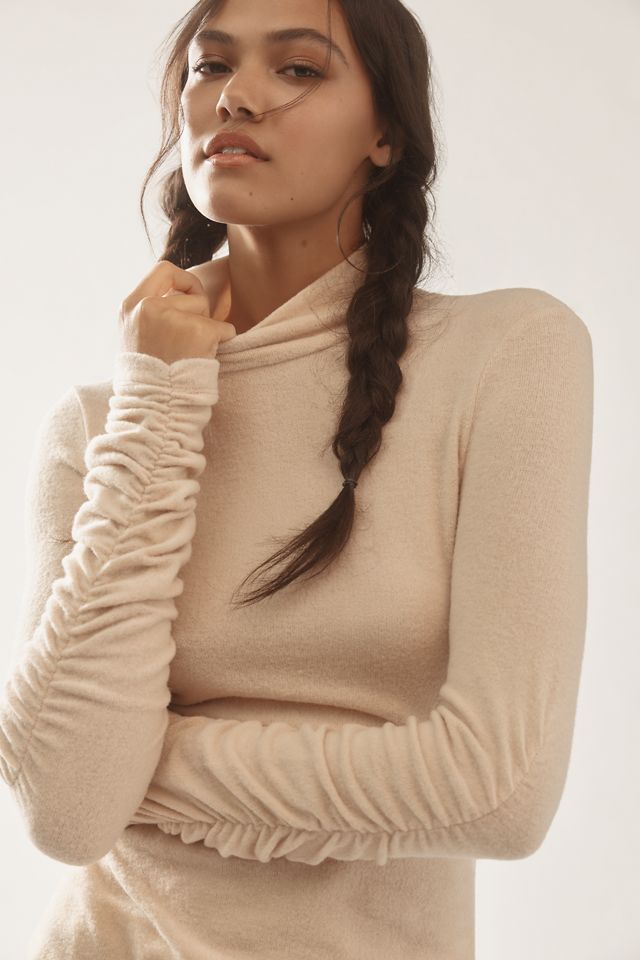 By Anthropologie Ruched-Sleeve Turtleneck Top #1