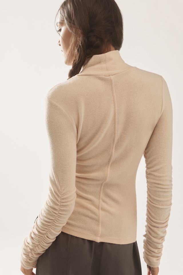 By Anthropologie Ruched-Sleeve Turtleneck Top #2