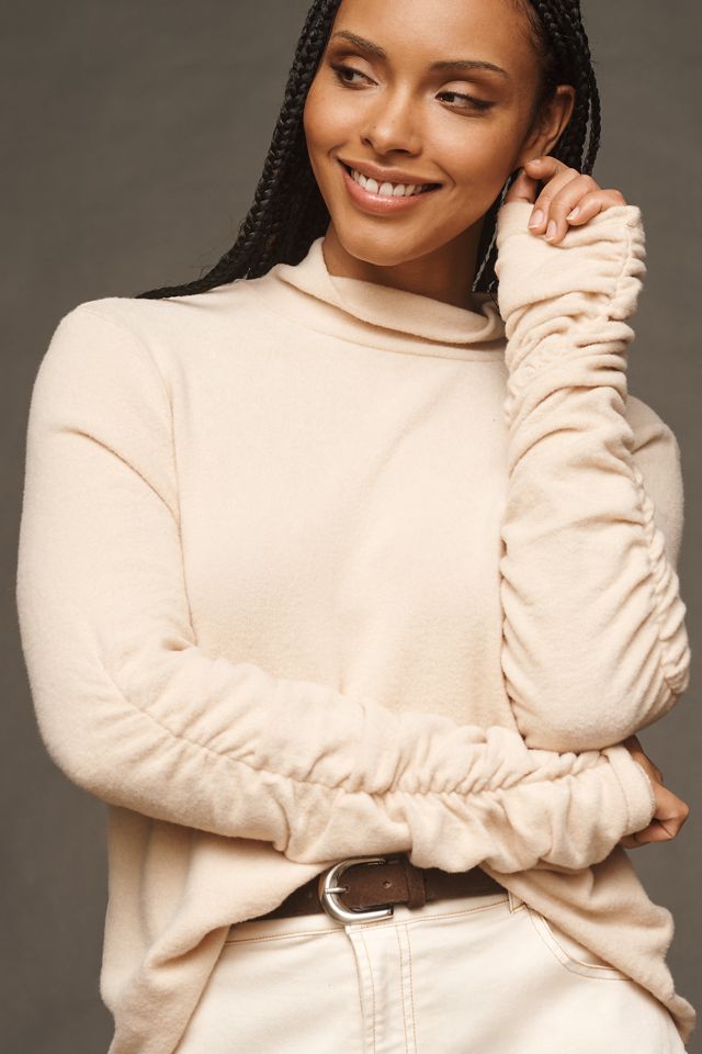 By Anthropologie Ruched-Sleeve Turtleneck Top #13