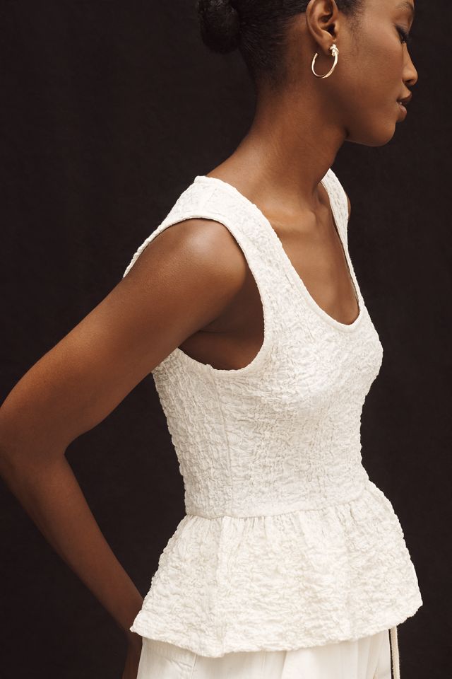 Maeve Textured Peplum Tank Top #2