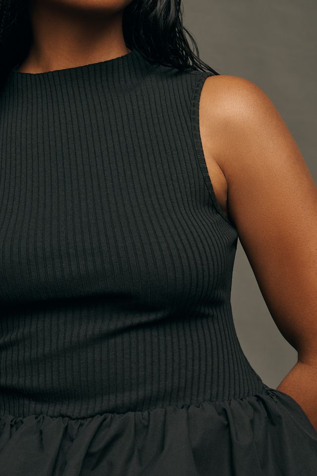 【新品】bordersatbalcony BALLOON PEPLUM TANK Tibi Eco Poplin Strappy Balloon Peplum Top Mink Grey